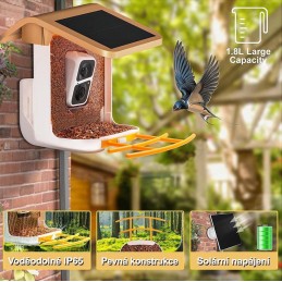 TRX Innotronik IEN-BC69B Bezpečnostní Chytré wi-fi solární ptačí krmítko s 2MP kamerou a li-ion bateriemi