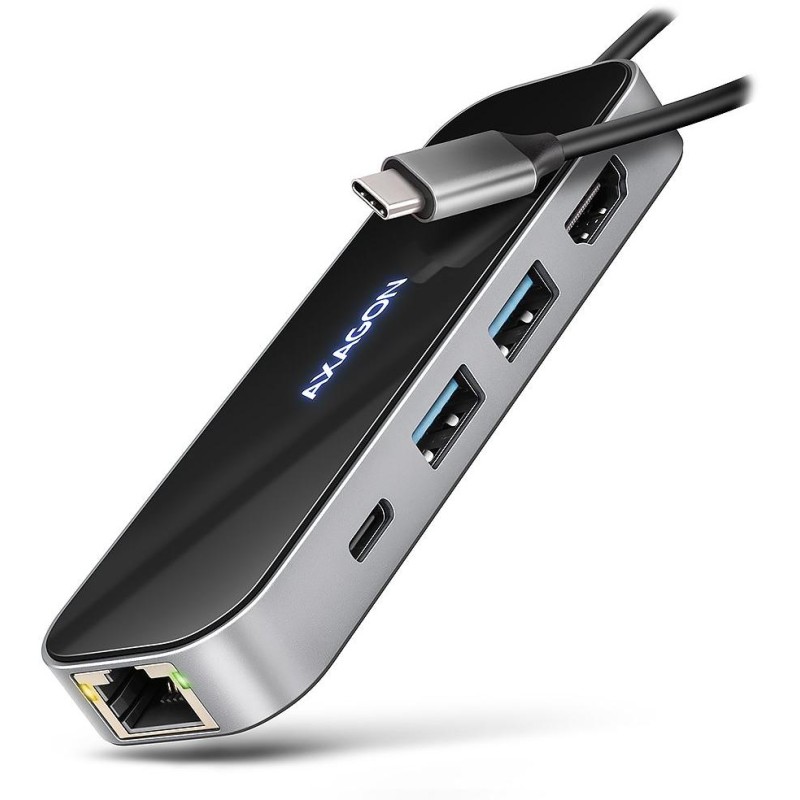 AXAGON multi 6in1 USB-C hub / HMC-6GLN / USB 3.2 Gen1 / PD 100W / 1x USB-C / 2x USB-A / HDMI / RJ-45 / 20cm