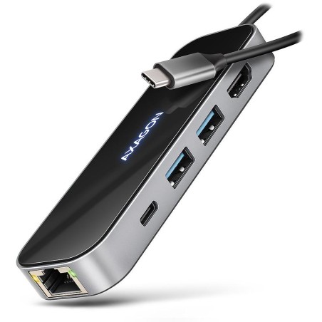 AXAGON multi 6in1 USB-C hub / HMC-6GLN / USB 3.2 Gen1 / PD 100W / 1x USB-C / 2x USB-A / HDMI / RJ-45 / 20cm
