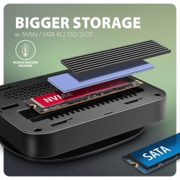 AXAGON multi USB-C hub 9in1 UFO / HMC-UFO / PD 100W / 1xNVME slot / 1xUSB-C / 2xUSB-A / HDMI / RJ-45 / SD/MicroSD / 65cm