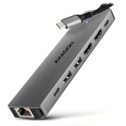 AXAGON multi USB-C hub 7in1 / HMC-7HX2 / PD 100W / 1xUSB-C / 2xUSB-A / 2xHDMI / RJ-45 / kabel 15cm