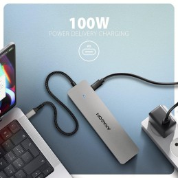 AXAGON multi USB-C hub 7in1 / HMC-7HX2 / PD 100W / 1xUSB-C / 2xUSB-A / 2xHDMI / RJ-45 / kabel 15cm