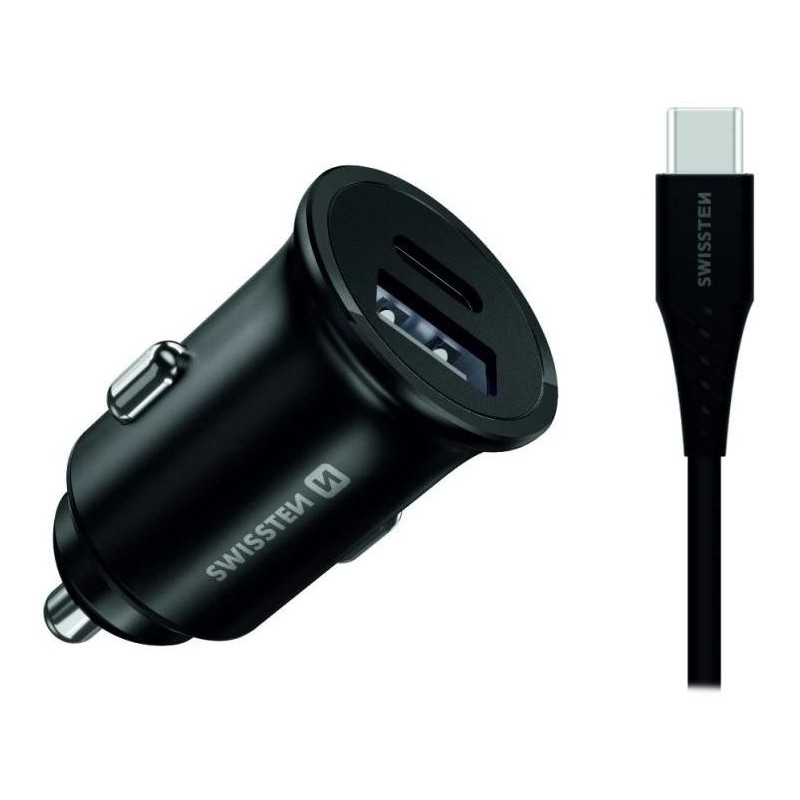 Swissten cl pro samsung super fast charging 35w + kabel usb-c/usb-c 1,2 m black