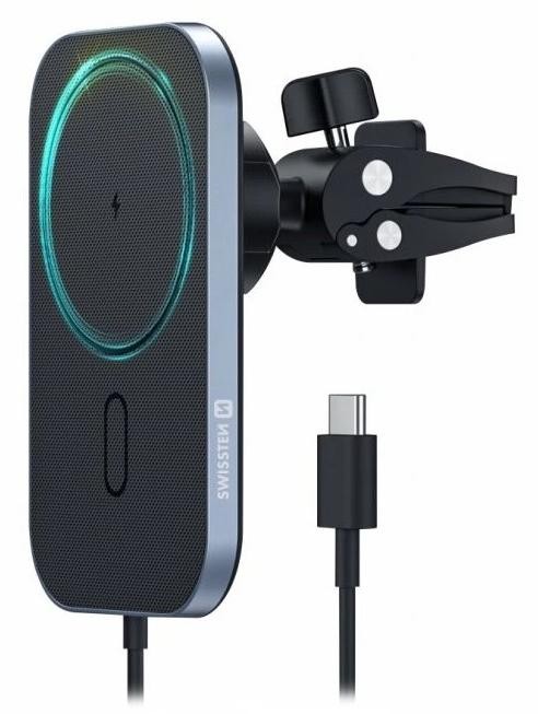 Swissten magnetický držiak do ventilácie auta s bezdrôtovým nabíjaním 15w (kompatibilný s magsafe)
