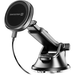 Swissten magnetický držák do auta s bezdrátovým nabíjením 15w dashboard (kompatibilní s magsafe)