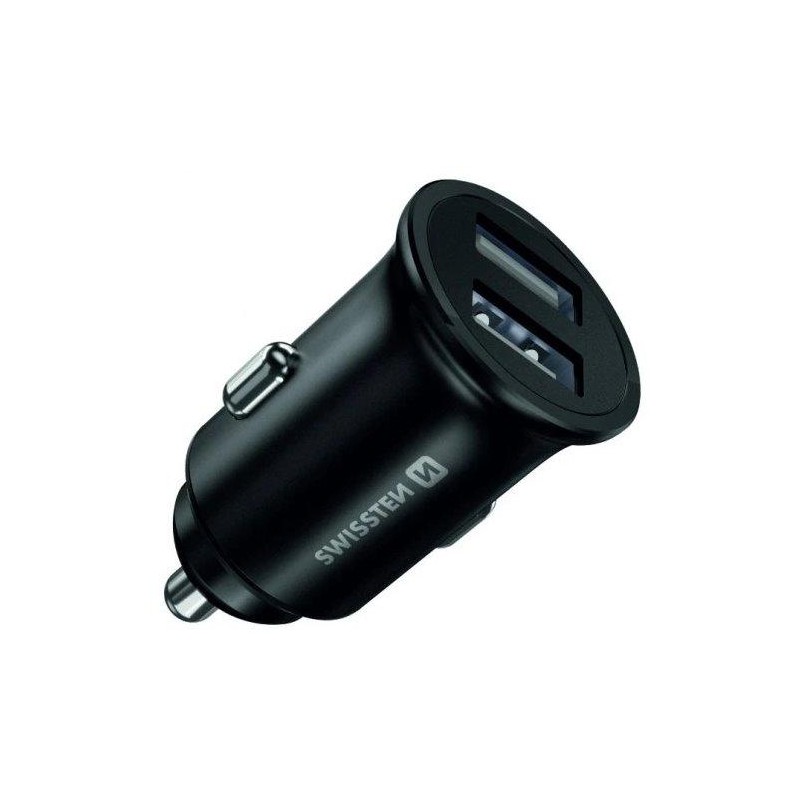Swissten cl adaptér 2x usb 4,8a metal černý