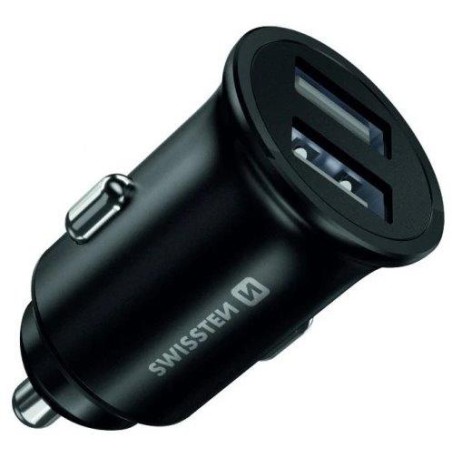 Swissten cl adaptér 2x usb 4,8a metal černý (eco balení)