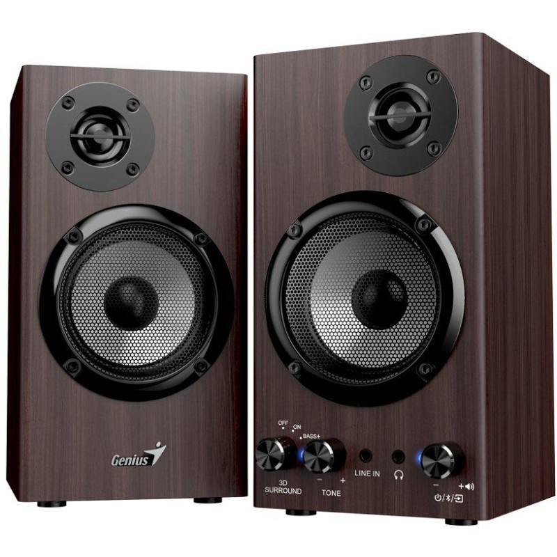 GENIUS repro SP-HF520BT Dark Brown/ 2.0/ Bluetooth 5.3/ 20W/ Dřevěné/ tmavě hnědé