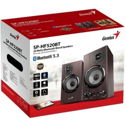 GENIUS repro SP-HF520BT Dark Brown/ 2.0/ Bluetooth 5.3/ 20W/ Dřevěné/ tmavě hnědé