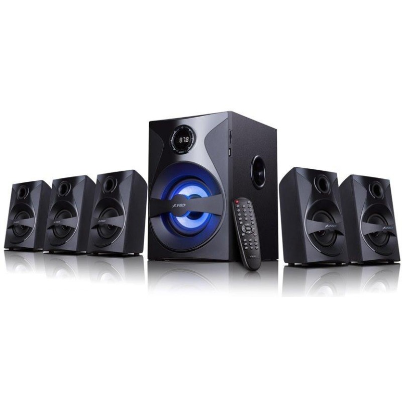 POŠKOZENÝ OBAL - FENDA F&D repro F3800X/ 5.1/ 80W/ černé/ FM rádio/ USB/SD přehrávání/ dálkové ovládání