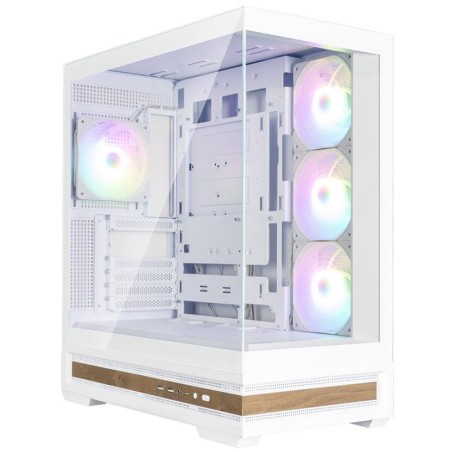 Zalman skříň P40 Namu / midT/ 3x120mm ARGB fan / 2xUSB 3.0 / USB-C / panoramatická / dřevěné doplňky / bílá