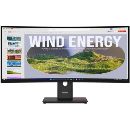 Lenovo T34WD-40 s MC60/ 34" VA, prohnutý/ 3440x1440/ 21:9/ 300cd/m2cmd/ 3000:1/ 4ms/ HDMI/ DP/ USB/ RJ45/ VESA/ černý