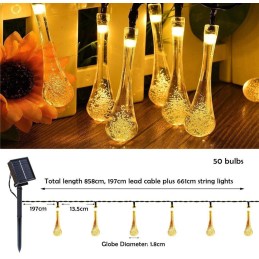 IMMAX LED solární dekorační řetěz DROP, 50xLED, IP65, teplá bílá, 7m