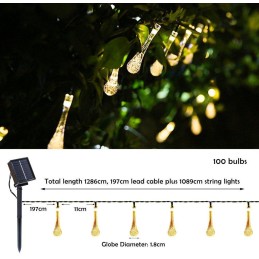 IMMAX LED solární dekorační řetěz DROP, 100xLED, IP65, teplá bílá, 10m