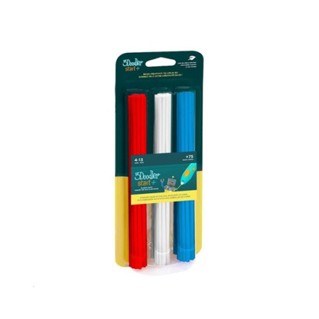 3Doodler ECO-PCL Nachfüllung für 3D-Stift Start+ 75 Stück - rot, blau, weiß