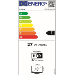 STRONG SMART LED TV 32"/ SRT32HG6733C/ HDR10/ 1366x768/ DVB-T2/C/S2/ H.265/HEVC/ 2x HDMI/ USB/ Wi-Fi/ LAN/ F/ Google TV