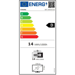 STRONG SMART LED TV 24"/ SRT24HG4723C/ HDR/ 1366x768/ DVB-T2/C/S2/ H.265/HEVC/ 2xHDMI/ USB/ Wi-Fi/ LAN/ 12V/ D/ GoogleTV