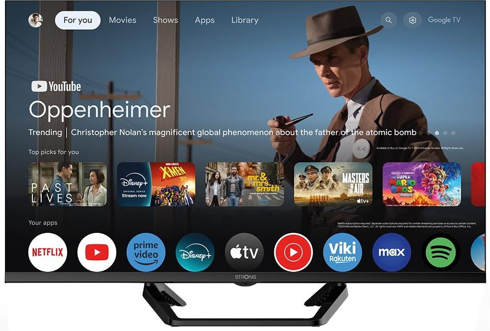 STRONG SMART LED TV 32"/ SRT32HG4723C/ HDR/ 1366x768/ DVB-T2/C/S2/ H.265/HEVC/ 2x HDMI/ USB/ Wi-Fi/ LAN/ F/ 12V GoogleTV