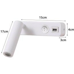 IMMAX GOAL designové nástěnné LED svítidlo, vypínač, USB, 3W, bílé