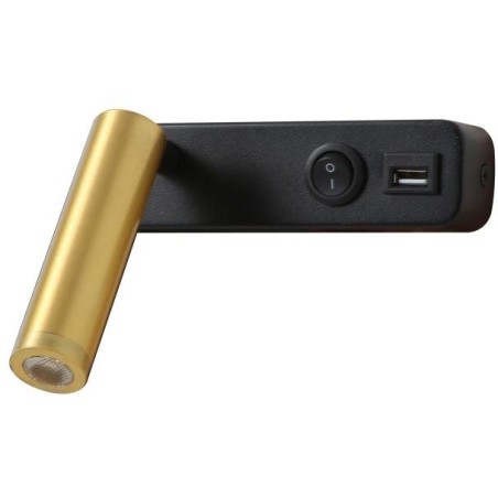 IMMAX GOAL designové nástěnné LED svítidlo, vypínač, USB, 3W, černo-zlaté