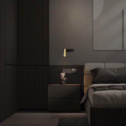 IMMAX GOAL designové nástěnné LED svítidlo, vypínač, USB, 3W, černo-zlaté