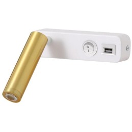 IMMAX GOAL designové nástěnné LED svítidlo, vypínač, USB, 3W, bílo-zlaté