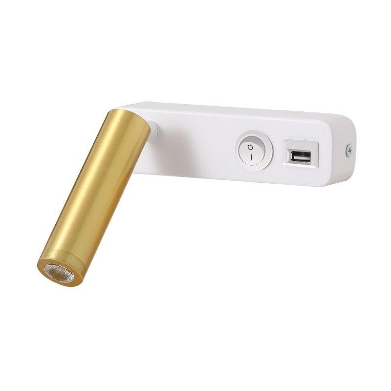 IMMAX GOAL designové nástěnné LED svítidlo, vypínač, USB, 3W, bílo-zlaté