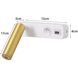 IMMAX GOAL designové nástěnné LED svítidlo, vypínač, USB, 3W, bílo-zlaté