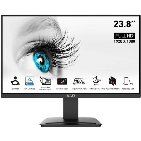 MSI PRO MP2412/ 23,8"/ 1920x1080/ VA/ 1ms/ 100Hz/ 300cd/m2/ 4000:1/ HDMI/ DP/ VESA/ černý