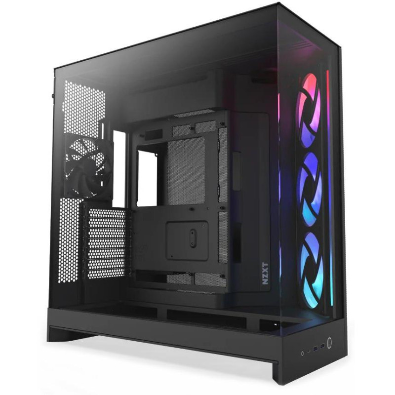 NZXT skříň H9 Flow ARGB dvoukomorová ATX / 3xRGB 140 mm / 1x 120mm fan / prosklená / černá