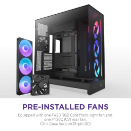 NZXT skříň H9 Flow ARGB dvoukomorová ATX / 3xRGB 140 mm / 1x 120mm fan / prosklená / černá