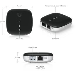 Ubiquiti Media Converter - Konvertor optika na ethernet, 1x SFP, 1x GbE, PoE 802.3af/ pasivní PoE 24V