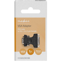 NEDIS adaptér VGA - DVI/ zástrčka VGA - 24+5pinová zásuvka DVI-I/ blistr/ černý