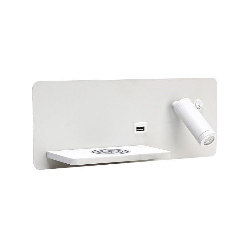 IMMAX LED Be PREPARE 4v1, bodové svítidlo s Qi nabíjením, USB, bílé, varianta levá