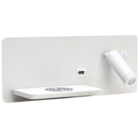 IMMAX LED Be PREPARE 4v1, bodové svítidlo s Qi nabíjením, USB, bílé, varianta levá