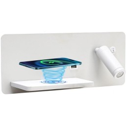 IMMAX LED Be PREPARE 4v1, bodové svítidlo s Qi nabíjením, USB, bílé, varianta levá