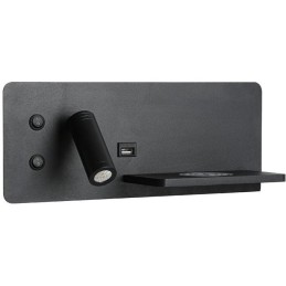 IMMAX LED Be PREPARE 4v1, bodové svítidlo s Qi nabíjením, USB, černé, varianta pravá