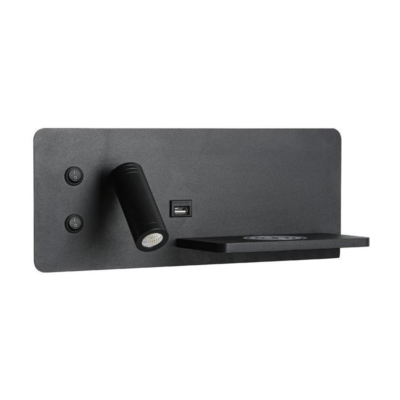 IMMAX LED Be PREPARE 4v1, bodové svítidlo s Qi nabíjením, USB, černé, varianta pravá