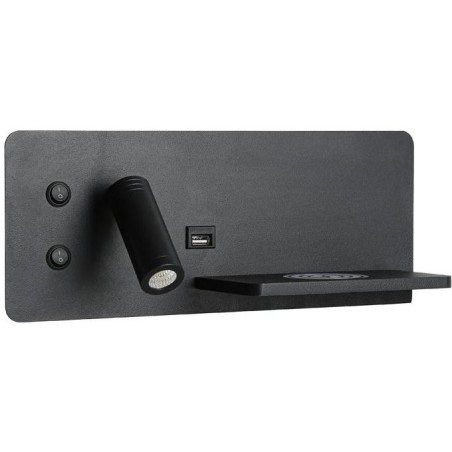 IMMAX LED Be PREPARE 4v1, bodové svítidlo s Qi nabíjením, USB, černé, varianta pravá