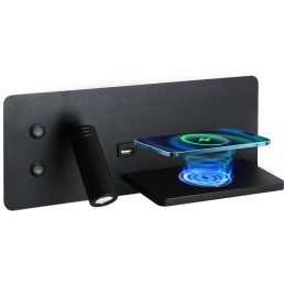 IMMAX LED Be PREPARE 4v1, bodové svítidlo s Qi nabíjením, USB, černé, varianta pravá