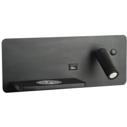 IMMAX LED Be PREPARE 4v1, bodové svítidlo s Qi nabíjením, USB, černá, varianta levá