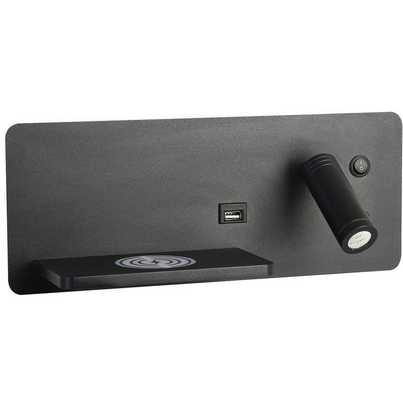 IMMAX LED Be PREPARE 4v1, bodové svítidlo s Qi nabíjením, USB, černá, varianta levá