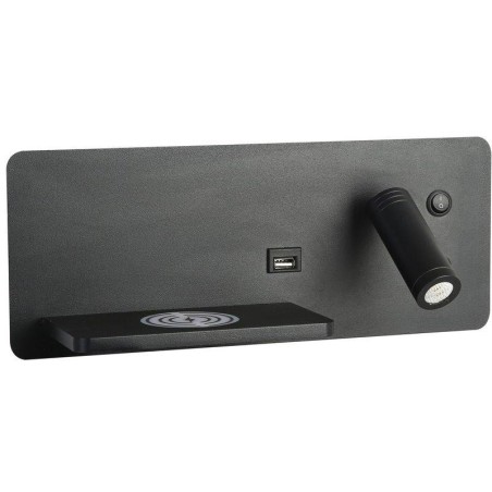 IMMAX LED Be PREPARE 4v1, bodové svítidlo s Qi nabíjením, USB, černá, varianta levá