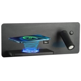 IMMAX LED Be PREPARE 4v1, bodové svítidlo s Qi nabíjením, USB, černá, varianta levá