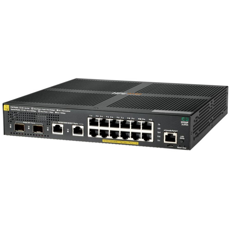 HPE Aruba Networking 2930F 12G PoE+ 2G/2SFP+ Switch
