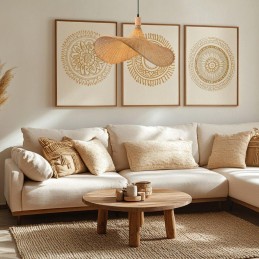 IMMAX BOHO SOMBRERO designové závěsné svítidlo D70cm, E27, přírodní ratan