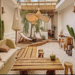 IMMAX BOHO SOMBRERO designové závěsné svítidlo D70cm, E27, přírodní ratan