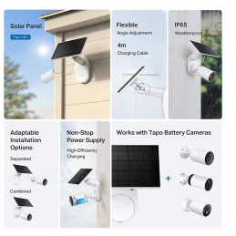TP-Link Tapo A201, solární panel pro bateriové Tapo kamery, 2.5W, IP65
