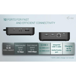 I-tec dokovací stanice USB-C DP Dual HDMI Docking Station, Power Delivery 100W