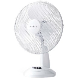 NEDIS stolní ventilátor/ průměr 30 cm/ výkon 35 W/ 3 rychlosti/ funkce oscilace/ kabel 1,5 m/ bílý